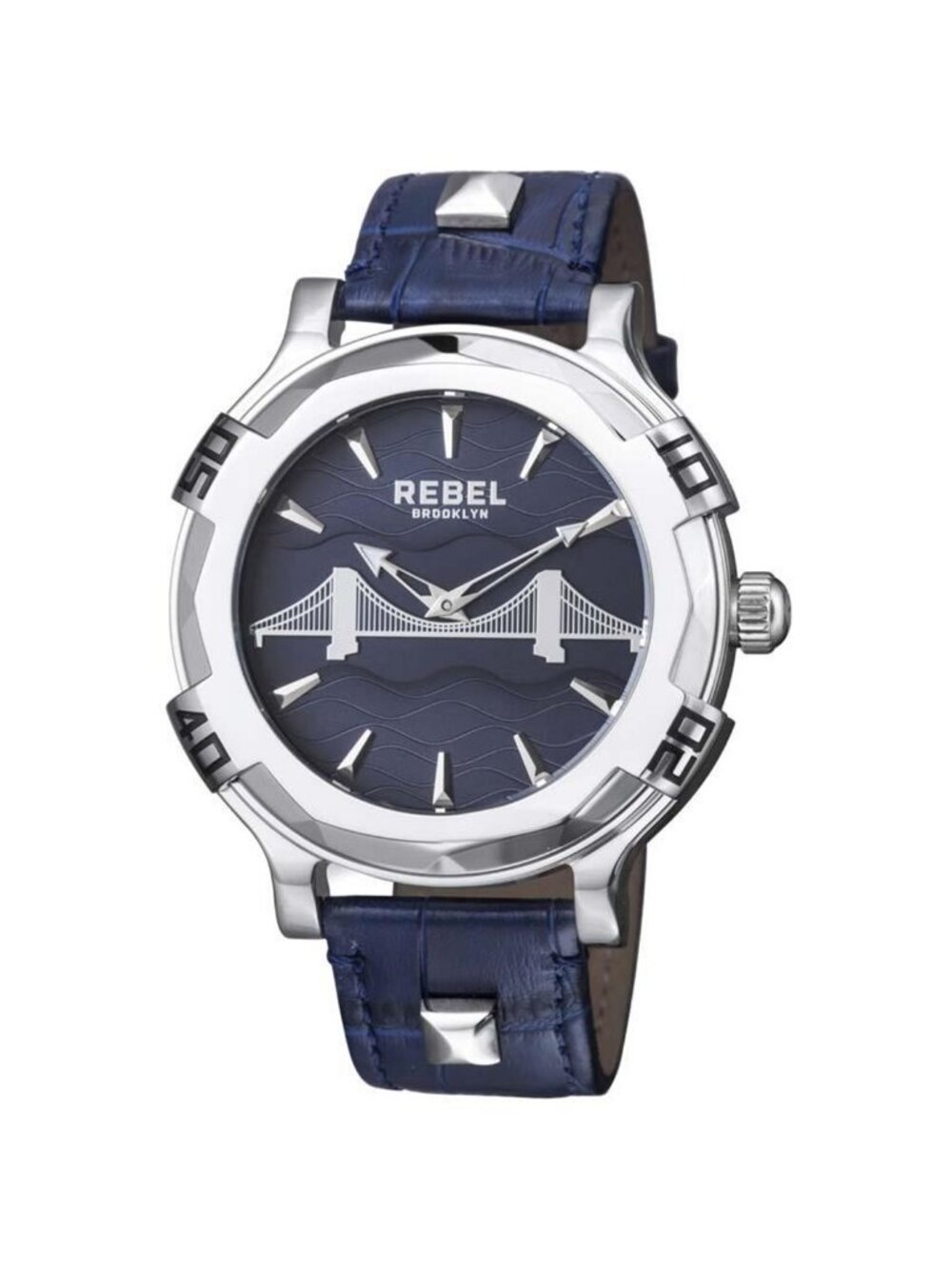 NWT Rebel Brooklyn Bridge Blue Dial Blue Leather Men's Watch